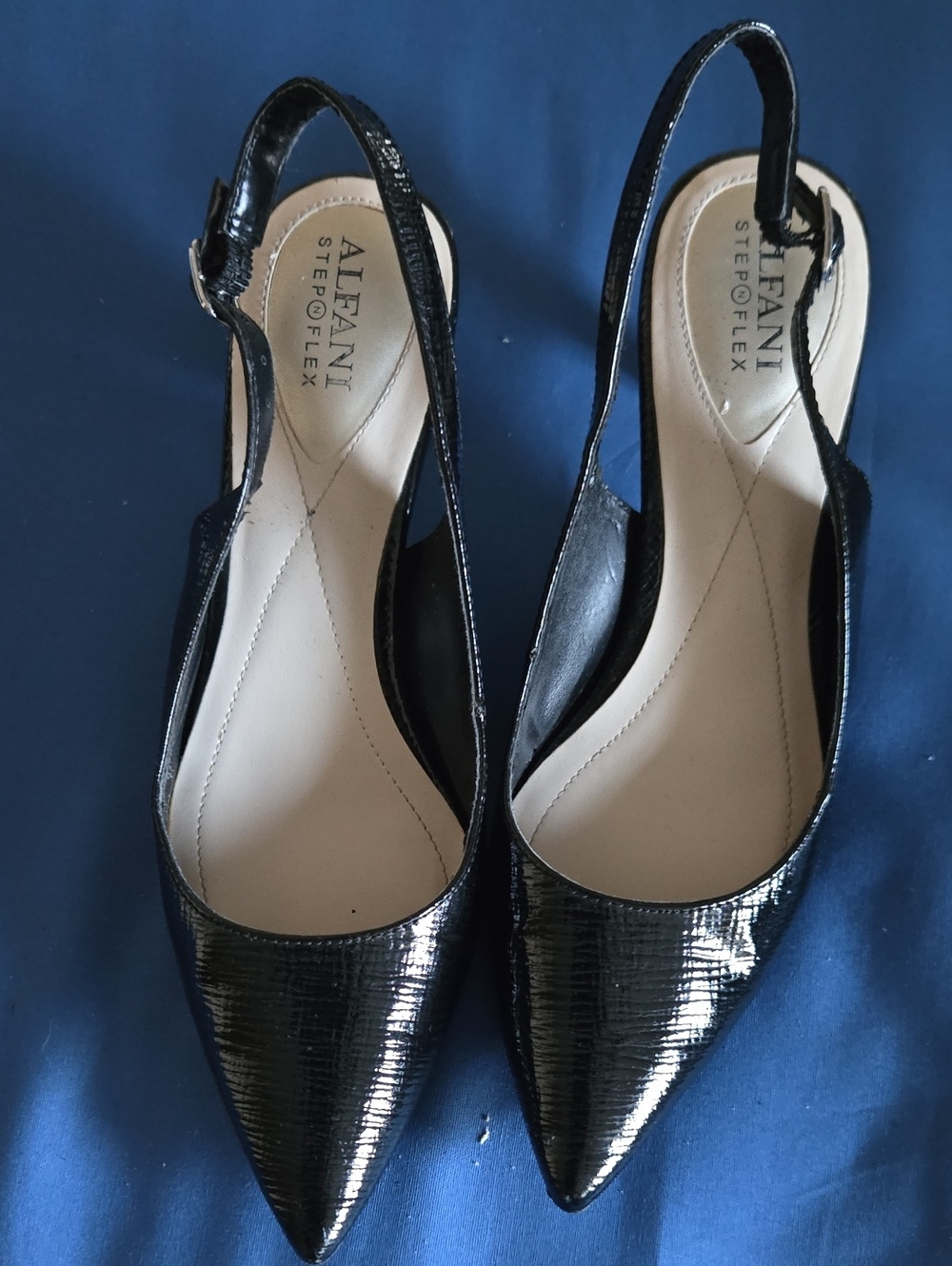 Alfani Black Patent Slingback Pointed-Toe Heels